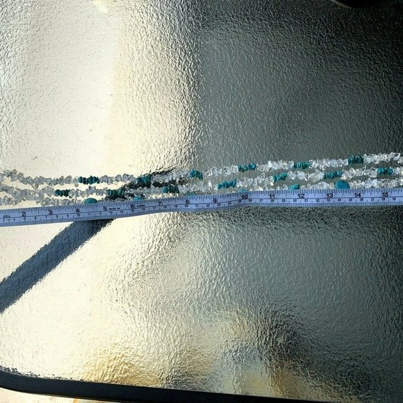 17'' Three Strands Crystal/Turquoise Necklace - Picture 5 of 5